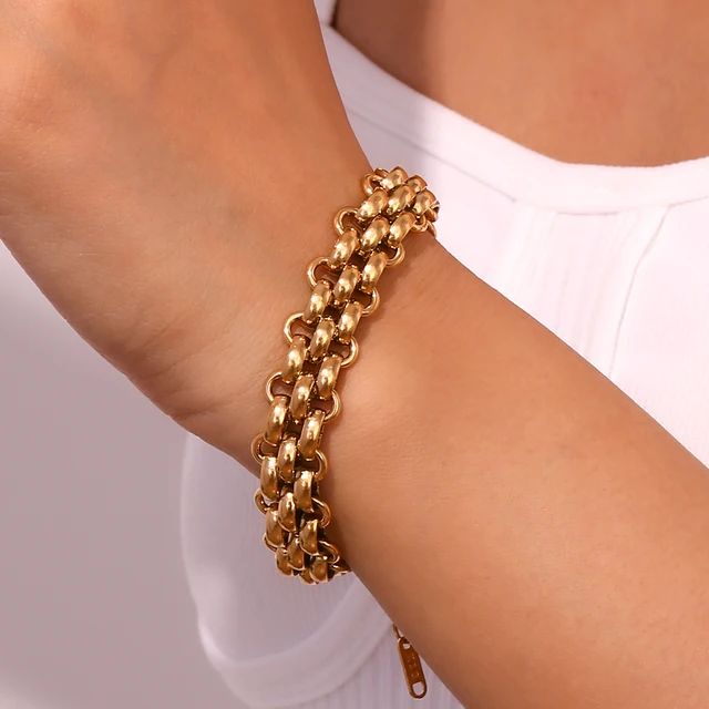Golden Stainless Steel Link Bracelet