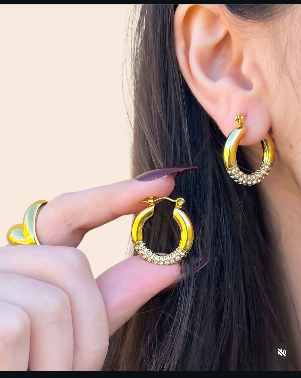 Trendy Golden Circular Earrings