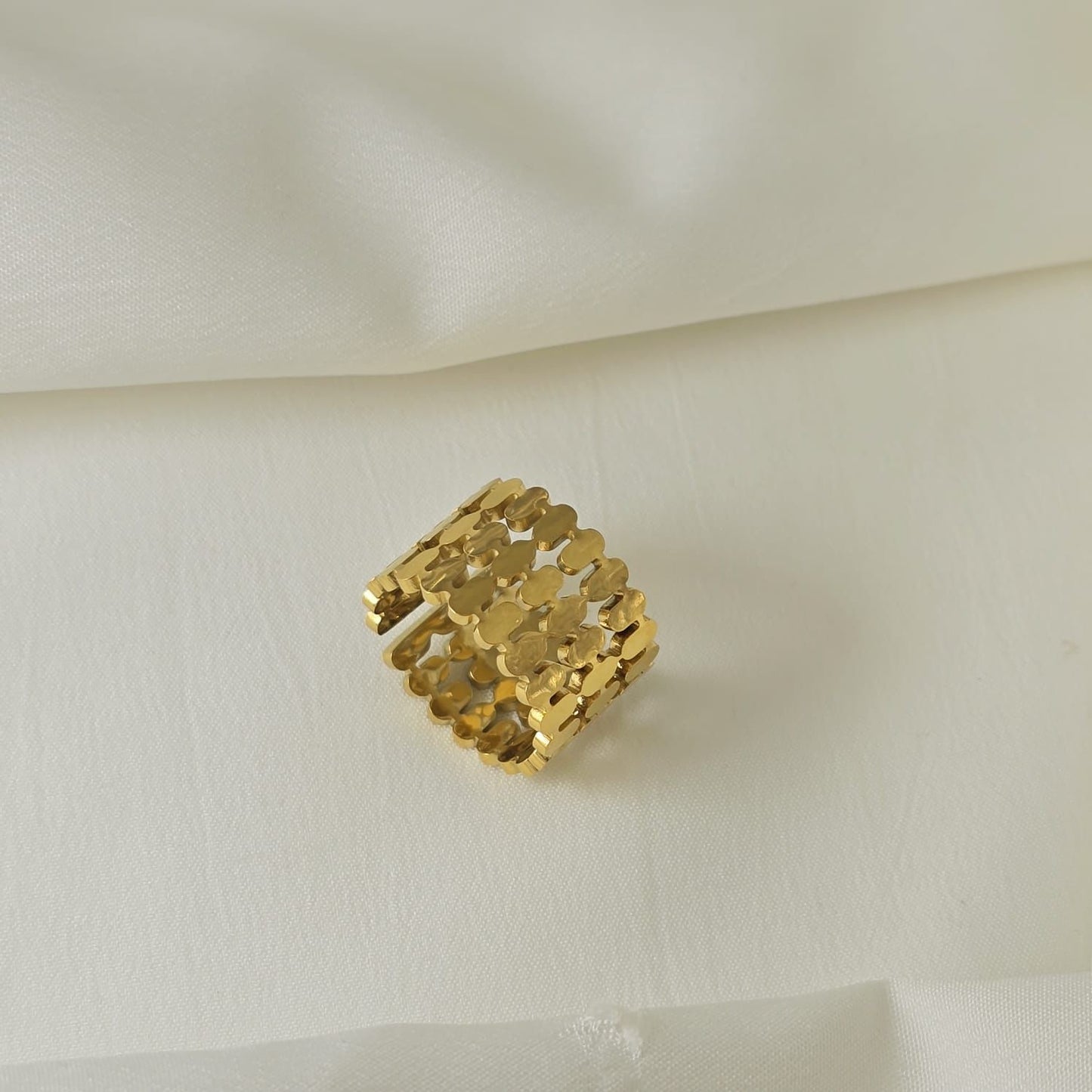 Golden Stainless Steel Pattern Ring