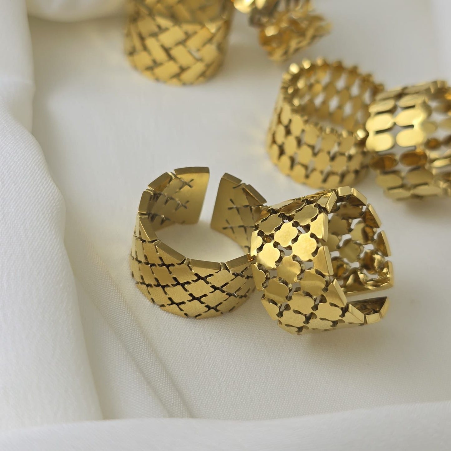 Golden Stainless Steel Pattern Ring