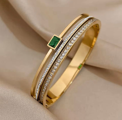Green Stone Golden Bracelet