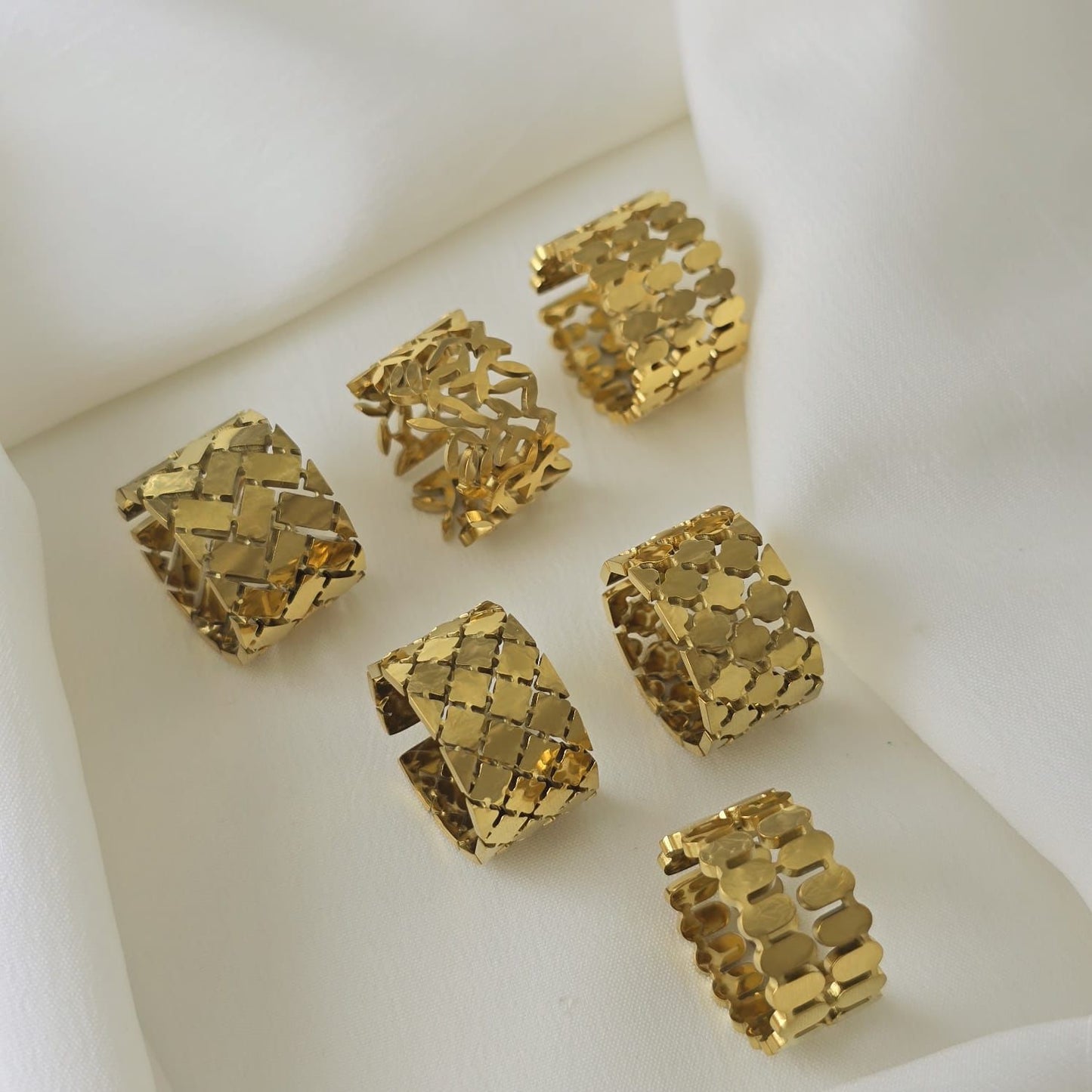 Golden Stainless Steel Pattern Ring