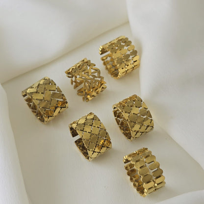 Golden Stainless Steel Pattern Ring
