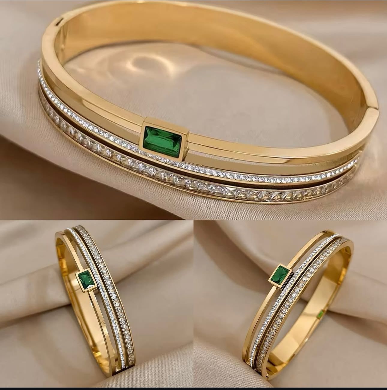 Green Stone Golden Bracelet