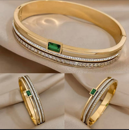 Green Stone Golden Bracelet