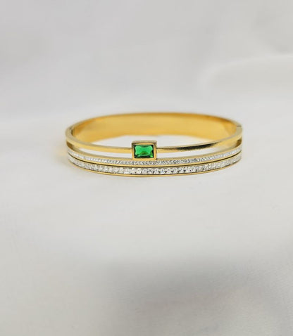 Green Stone Golden Bracelet