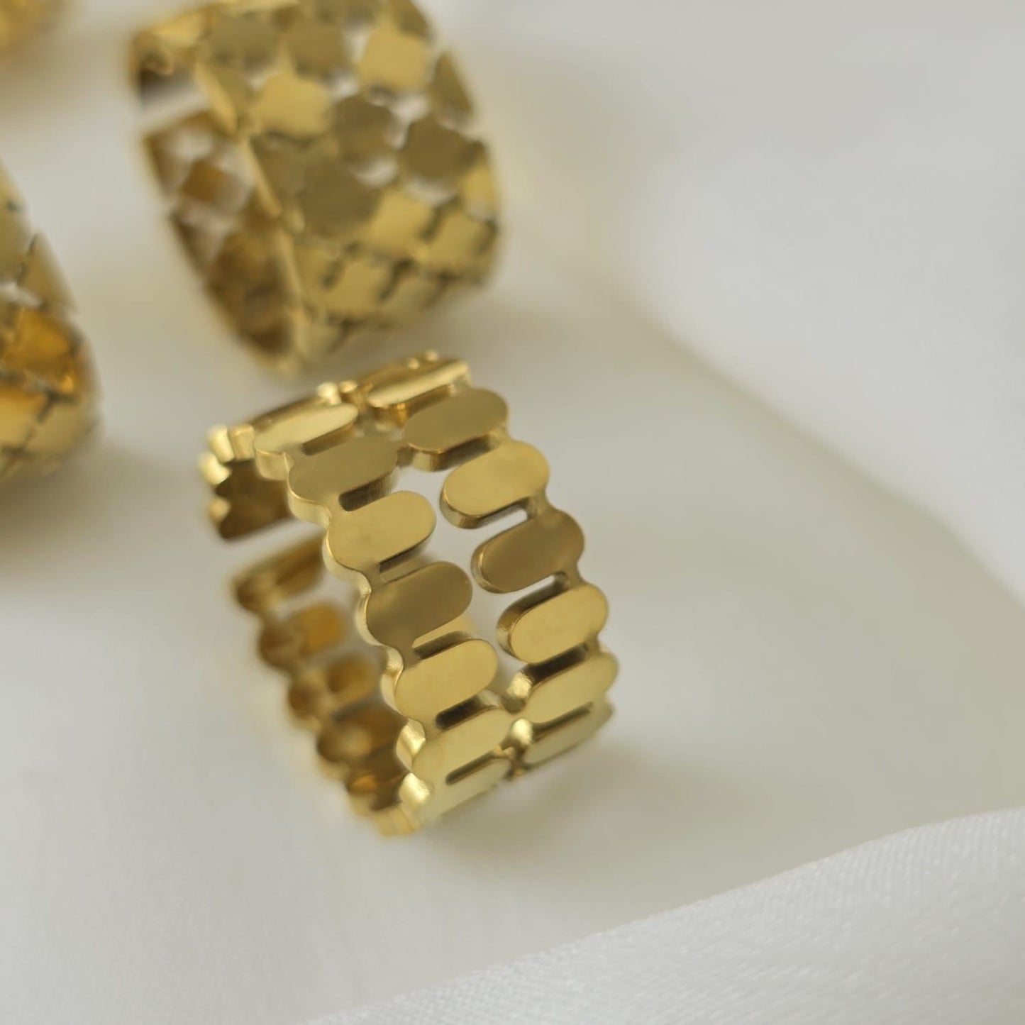 Golden Stainless Steel Pattern Ring