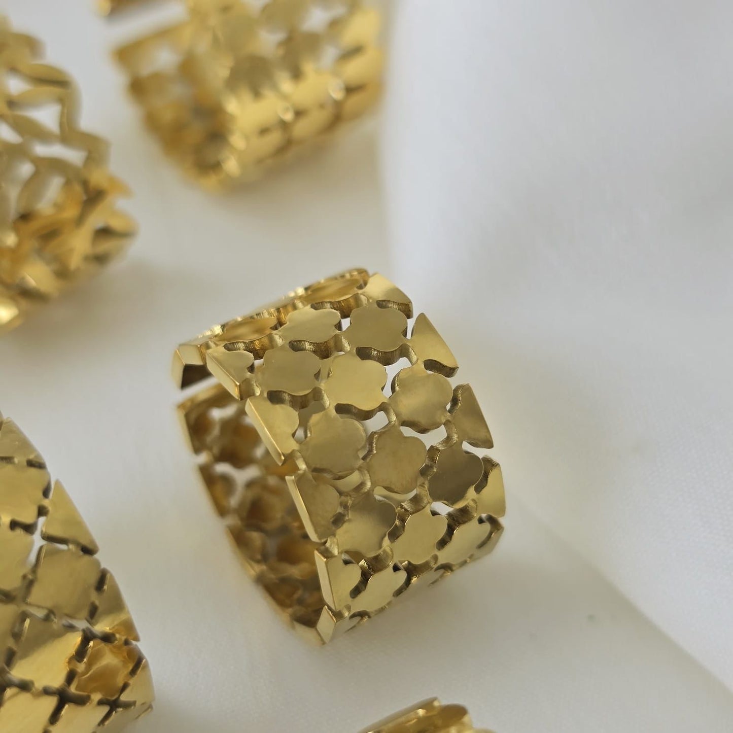 Golden Stainless Steel Pattern Ring