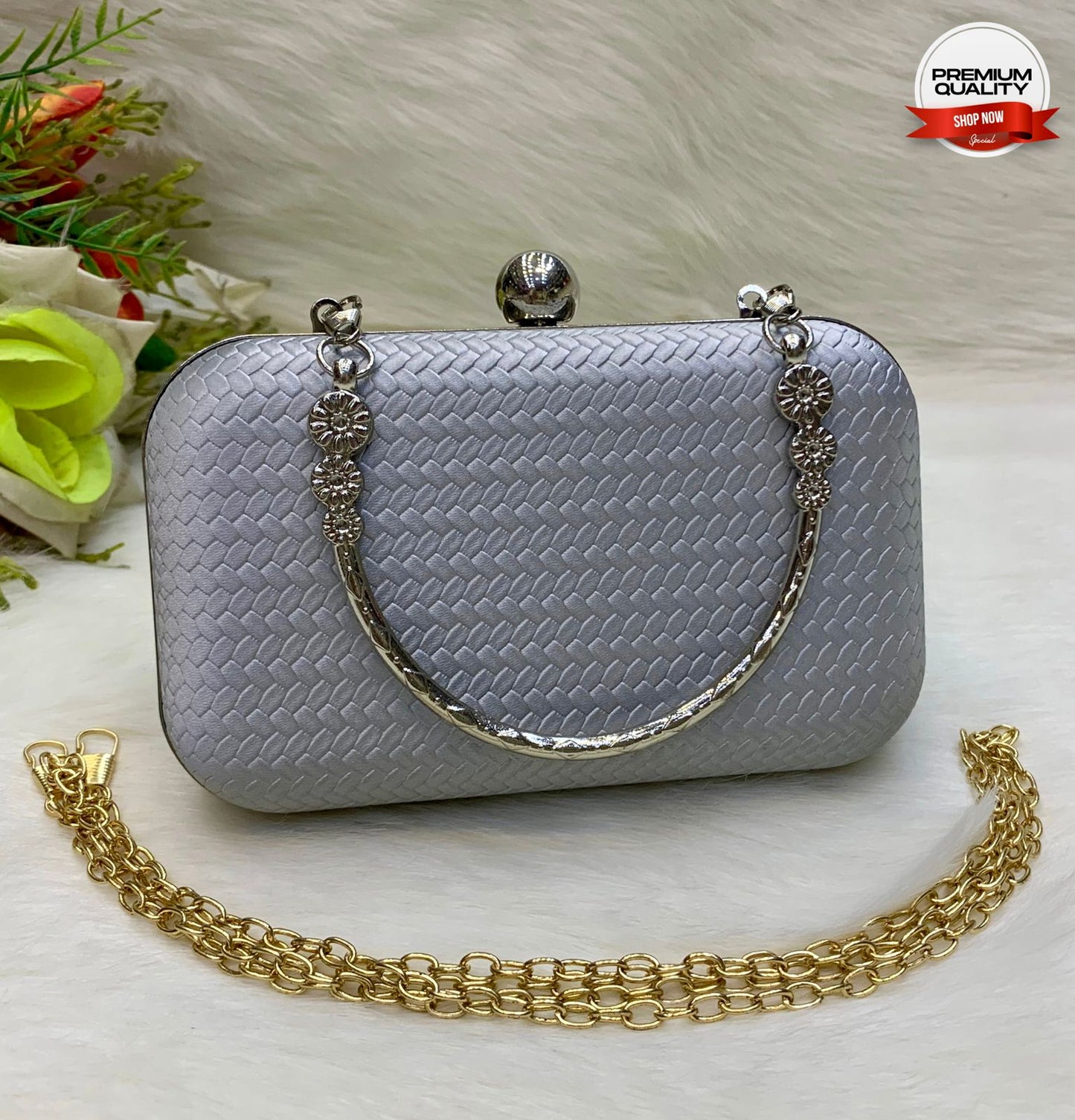 Woven Textured Fancy Clutch Purse